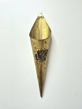 Vintage Brass Matchstick Holder, Embossed Match Holder/Wall Pocket